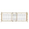 Wood Freestanding Pet Gate;  38"-71" Length Adjustable Dog Gate;  Safety Fence for Stairs Doorways;  Natural