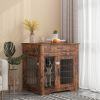 Furniture Style Dog Crate End Table with Drawer, Pet Kennels with Double Doors, Dog House Indoor Use. Rustic Brown, 29.92'' W x 24.8'' D x 30.71'' H.