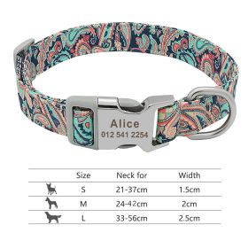 Adjustable Nylon Dog Collar Personalized Dogs Cat ID (Option: 217H6-M)