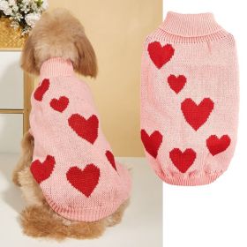 Pet Clothes Valentine's Day New Year Love Dog Knitted Sweater (Option: Pink-M)