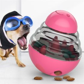 Food Dispenser Interactive Puppy Slow Feed Tumbler Ball (Color: Pink)