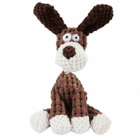 Cute Soft Durable Stuffed Animal Plush Dog Chew Toy with Squeaker, for Small Medium Dogs (Color: Brown)