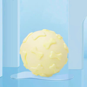 bite-resistant ball with bone design (Color: Yellow)