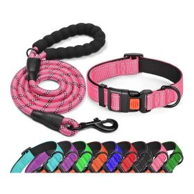 No Pull Dog Harness; Adjustable Nylon Dog Vest & Leashes For Walking Training; Pet Supplies (Color: Pink)