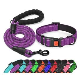 No Pull Dog Harness; Adjustable Nylon Dog Vest & Leashes For Walking Training; Pet Supplies (Color: Purple)