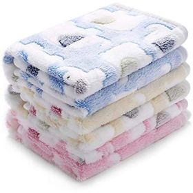 1 Pack 2 Blankets Super Soft Fluffy Premium Cute Elephant Pattern Pet Blanket Flannel Throw for Dogs (Color: Blue)