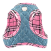 Step-In Denim Dog Harness - Pink Plaid