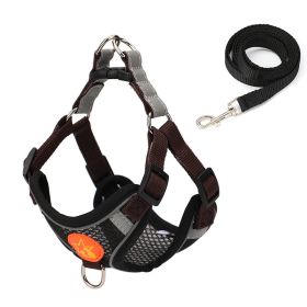 Small Dog Harness Puppy Harness and Leash Set with Reflective Strip for Small Dog Breeds (Color: Black)