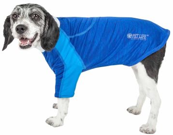 Pet Life Active 'Chewitt Wagassy' 4-Way Stretch Performance Long Sleeve Dog T-Shirt (Color: Blue)