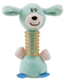 Pet Life Totty-Chew' Plush and Rubber Squeaking Newborn Teething Dog Toy (Color: Blue)