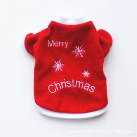 Pet Clothing Dog Warm Embroidery Christmas Style (Option: White border red snow-M)