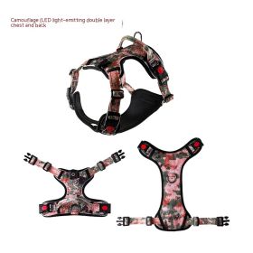 USB Rechargeable Pet LED Luminous Chest Strap (Option: Camouflage-L)