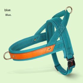 Dog's Straps Dog Breast Collar Hand Holding Rope Vest-style Jarre Aero Bull Dog Leash (Option: Peacock Blue Single Chest Back-M)