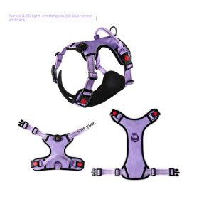 USB Rechargeable Pet LED Luminous Chest Strap (Option: Purple-L)